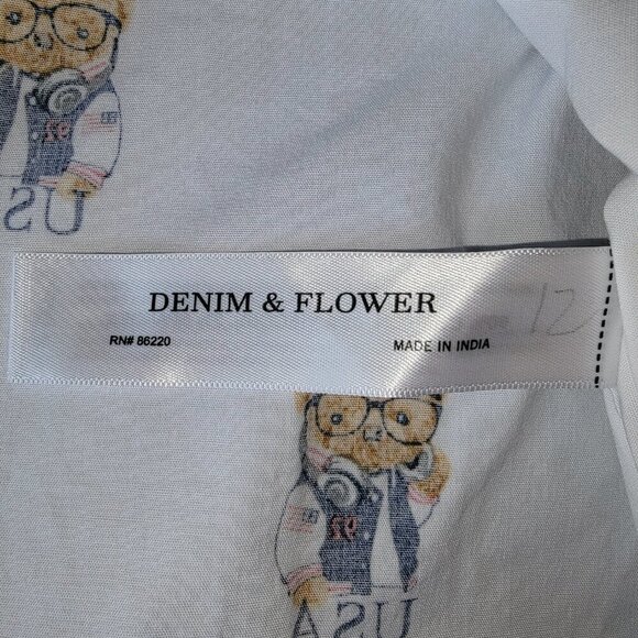 Denim & Flower Men’s USA Teddy Bear Short Sleeve Button Down Size Large & XL NWT - Picture 10 of 14